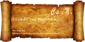 Csikány Nadinka névjegykártya